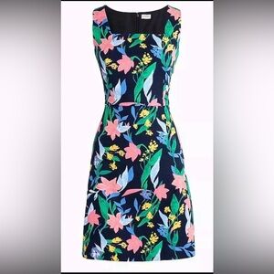 J Crew Basketweave Square Neck Dress Floral Cottage size 2 sleeveless